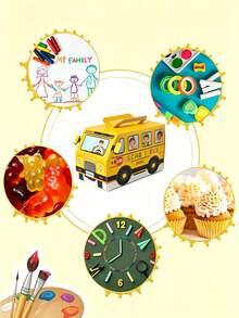 1 pieza/6 piezas/12 piezas Caja de regalo de dulces con tema de autobús escolar, caja de decoración de regalo para el nuevo semestre, adecuada para regalos de estudiantes, decoración del aula, fiesta de regreso a la escuela, decoración de dulces y galletas y otros regalos pequeños - Caja de embalaje con temática de autobús escolar - Ver 6