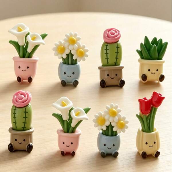 12pcs/6pcs/1pc Potted Flower Shaped Decoration, Cute Creative Magnetic Decor, Suitable For Kitchen, Office, Refrigerator, Cabinet, Dishwasher, Perfect For Christmas, Valentine's Day, Thanksgiving, Mother's Day