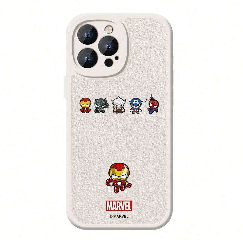 Miniso 漫威黑豹蜘蛛人鋼鐵人美國隊長雷神手機殼適用於iphone17promax/17pro/air/16promax/15plus/14/13/ip17/15pro/12pro/11/16plus防摔防刮保護套相容apple - 白色 - 查看 1