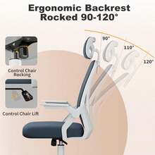 Ergonomic Mesh Office Chair With Flip Armrests And Lumbar Support - Blue-gray - View 5