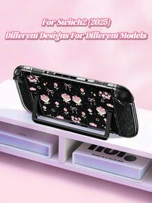 1pc Cute Rabbit & Flower Cartoon Sketch Design Transparent Glitter Protective Case, Compatible With Nintendo Switch 2 (2025) / Switch OLED Console, Joy-Con Controller Cover, Gamepad Storage Bag, Best Gift For Switch Players - View 21