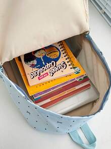 1 buah Tas Ransel Anak Perempuan Motif Polkadot Bahan Nilon dengan Resleting, Tas Sekolah Modis untuk Siswa, Cocok untuk Semua Musim dan Penggunaan Sehari-hari, Tanpa Aksesoris Liontin - A - View 9