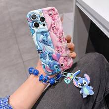 Disney Has Authorized, Phone Case - Chain Set, The Stitch Lilo & Stitch 3D Phone Case Plus A Silicone 3D Stitch Bracelet With Metallic Ring Removable Bracelet, Stitch And Angel Pattern, Compatible With Iphone17/16/15/14/13/12/11/XS/XR/X Plus Pro Max, A Stylish Cartoon Phone Case, The Perfect Gift Choice, Phone Protection, Durable Phone Cover, Great Gift For Friends And Family. - trắng - Xem 2