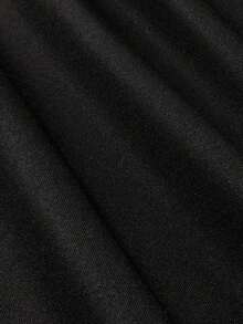 1pc Pure Black Twill Polyester Fabric, Fabric Sold By The Meter - Black - View 3