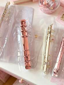One A5/A6/A7 Rose Gold Metal Transparent Leaf Binder, A5 Binder, Refill Pages, Sticker Album, Transparent Sticker Book, Sticker Book, Photo Storage Bag, Photo Album, Budget Planner, Diary, Notebook, Office Supplies, Household Management - Color - View 9