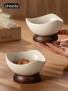 choxila 1 pieza Bol de postre retro con base de madera, plato para frutos secos, bandejas para aperitivos, platos para dulces, bandeja para joyas, bol para ensalada de frutas y yogur, plato pequeño para ingredientes, bol de postre reutilizable multifuncional para el hogar, restaurante, cocina, camping, Ramadán - tazón de postre - Ver 3