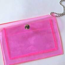 1pc Fashionable Transparent Glitter Card Holder, Unisex - Portable Multi-Functional ID Credit Card Wallet - Multicolor - View 1