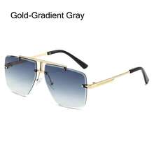 Men's Square Rimless  With Double Bridge And Frame, With Protection And Gradient Lenses - Gold-gradient Gray - View 1