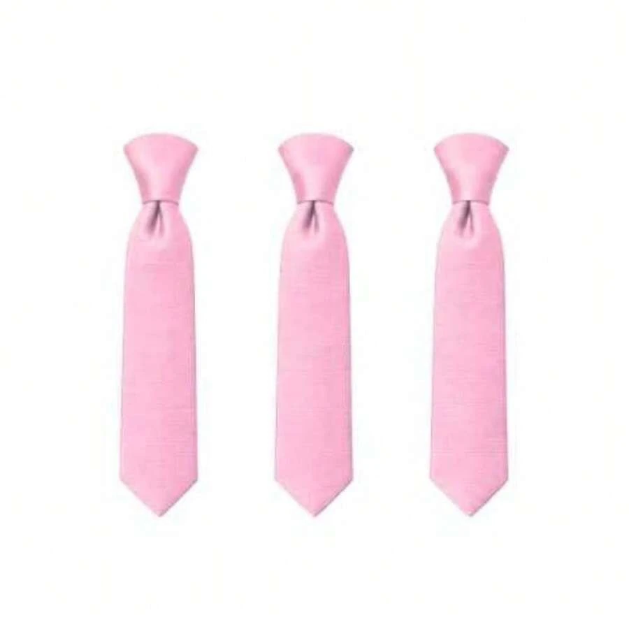 Set Of 3 Light Gray Ties For Groomsmen, Weddings, And Events - Rosa Pálido - Ver 1