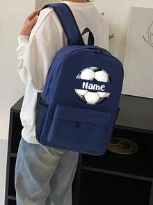 This Spacious And Lightweight Soccer Print Backpack Is Perfect For School, Work, And Leisure. It Features Adjustable Shoulder Straps And... - Multicolor - View 2