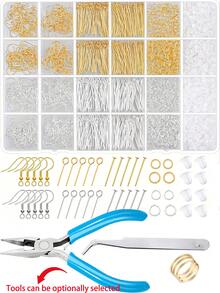 2000pcs/Set Earring Making Kit, Earring Making Supplies Set, Includes Hypoallergenic Hooks, Earring Accessories, Backs, Jump Rings, Suitable For Jewelry Making, Making Bracelets, Necklaces And Phone Chains, Tools Optional - Multicolor - View 1