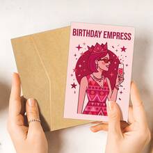 6Pcs Birthday Empress Greeting Cards Set, Y2K Aesthetic Pink Birthday Cards For Women, Retro Queen Playing Card Style Stationery, Funny BFF Sister Coworker Birthday Gift, Girl Power Birthday Wishes, 6 Styles With Envelopes - View 7