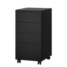 Mobile Filing Cabinet With 4 Drawers, Under Desk Filing Cabinet With Wheels, Office Cabinet For Home And Office, White/Black, 33 X 39 X 63.5 Cm - 黑色 - 查看 3