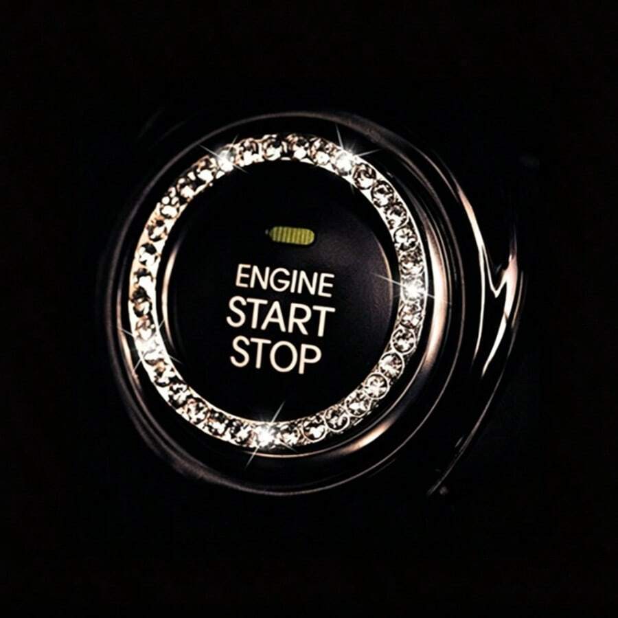 1pc Rhinestone Decorated Car Start Button Ring Sticker - A - View 1