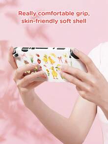 Fresh Elements, Little Yellow Duck, Floral Fruit Pattern Switch/Switch 2nd Gen Protective Case/Transparent Glitter Protective Shell, Compatible With New Switch 2 (2025)/Switch NS/Switch OLED/Lite, Compatible With Switch Game Console Accessories, Full Set, Storage Bag, Card Slot Base Case, Game Card Storage Box, Switch Protective Case, Best Gift Compatible With Switch Players - Multicolor - View 4