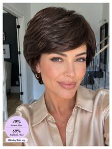 Wig Pixie Pendek Wanita, Wig Berlapis Cokelat Tua dengan Poni Penuh, Tampilan Alami dan Menawan, Jaring Rambut Bernapas, Serat Tahan Panas, Lembut dan Ringan, Tidak Licin dan Nyaman, Cocok untuk Pemakaian Sehari-hari, Bepergian dan Beraktivitas di Luar Rumah - Coklat - View 11