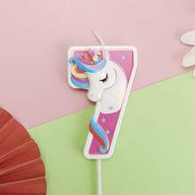 HIBIRTH 1pc Cartoon Unicorn Pink Number Candle Cake Decoration Creative 0-9 Candles Birthday Party Celebration Baking Topper - View 16