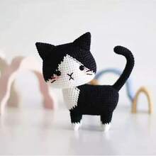 Kit de Materiales para Regalo Creativo: Colgante de Gato de Flores de Lana Tejido a Mano - Material naranja - Ver 4