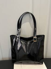 Vintage Large Capacity Handbag For Women, New Minimalist Fashion Versatile Commuter Shoulder Tote Bag - Black - View 9