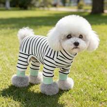 1 pièce de nouveaux vêtements pour animaux de compagnie, t-shirt à 4 pattes pour petits chiens comme le Teddy, le Spitz nain, le chat. Tenues décontractées d'intérieur et d'extérieur, vêtements de nuit respirants et confortables pour le printemps, l'automne et l'hiver - Noir et Blanc - Voir 4