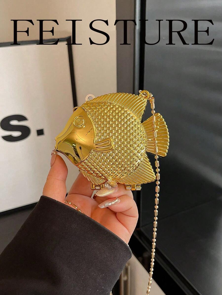 FEISTURE 1 件金鱼迷你派对手拿包，女士个人时尚链条口红钱包，适合情人节、派对、约会、单肩包/斜挎包、零钱包