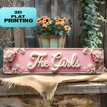 1pc 2D Flat Vintage Print Metal Sign With "Floral - Framed Text Design", 16X4 Inch Weather-Resistant Rustic Farmhouse Style Wall Art, Suitable For Indoor And Outdoor Use - A - View 2