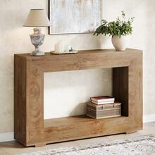 LITTLE TREE 47.2" Console Table, Farmhouse 2-Tier Entryway Table, Wooden Sofa Table Behind Couch, Narrow Entry Table Suitable For Foyer, Hallway, Rectangular Accent Console Table(Light Brown) - 淺棕色 - 查看 3