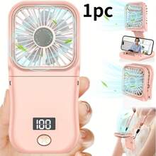 1pc New Digital Display Handheld Fan, Mini Ultra-Thin Foldable Portable Neck Fan, USB Rechargeable Neck Fan - Multicolor - View 13