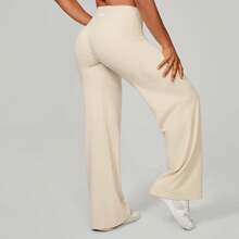 High Waisted Wide Leg Yoga Pants Women V Back Straight Leg Pilates Trousers Soft Loose Gym Fitness Lounge Pants Autumn Winter - ONFA007 - 查看 9