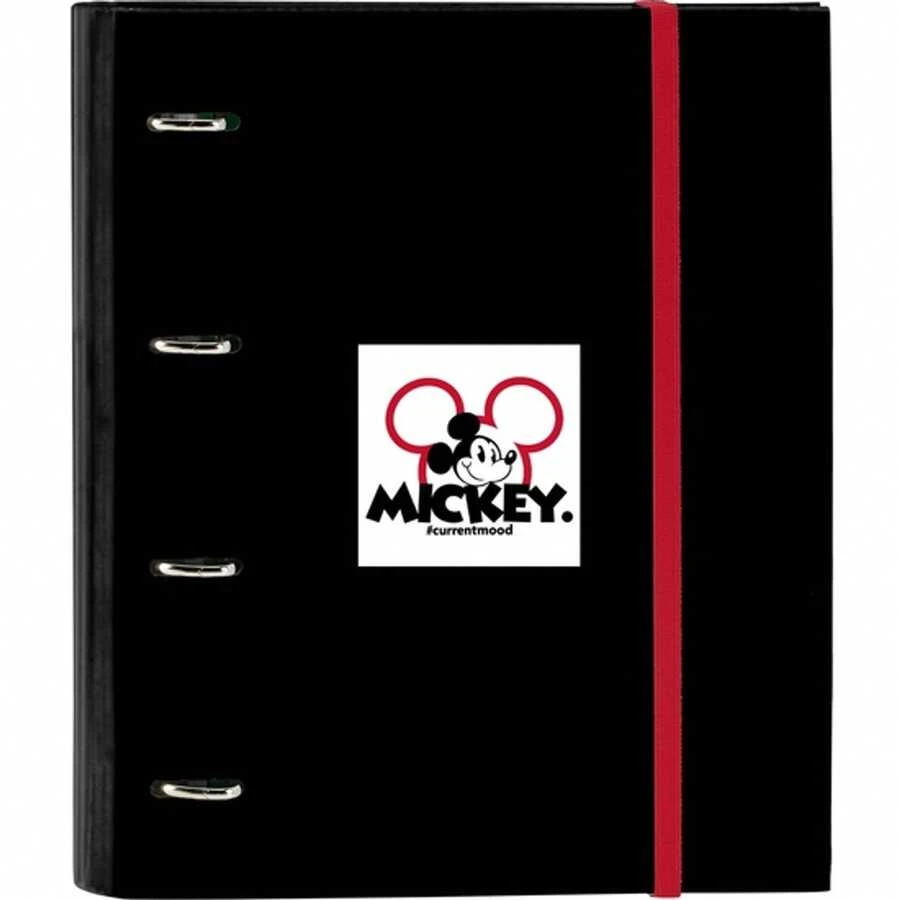 Safta Disney Mickey Mouse Mickey Mood A4 Folder 4 Round Rings 35 Mm With Refill 100 Sheets A4, Grid 5x5 Mm, Hard Covered, Elastic Closure And Dividers - 米奇心情 - 查看 1