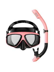 1 Set 6 Color Options Diving Mask + Snorkel, Professional Snorkeling 2 Pieces Set, Silicone Diving Mask With Large Frame, Dry Top Snorkel, Suitable For Men And Women - Multicolor - View 11