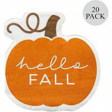 TW4 - 24063 Hello Fall Pumpkin - Servilletas desechables de papel de ctel para Accin de Gracias y Halloween, naranja, 20 unidades, 5x 5 pulgadas - Servilleta de cóctel - Ver 4