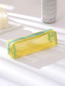Dopamine Colorful Mesh Pencil Case, Multi-Pocket Portable Stationery Bag, Suitable For Students, Back To School Essential, Pencil Case, Stationery Bag, School Supplies,Back To School - Mesh Pencil Case - View 3