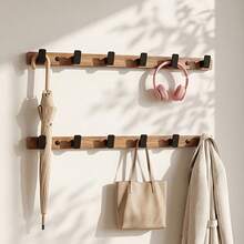 1 Stück Wandhaken aus Holz, Kleiderhänger für Eingangstür, Tasche, Regenschirm und Schlüsselhalter, dekoratives perforiertes Design für Heimorganisation und Aufbewahrung - Übersicht 9
