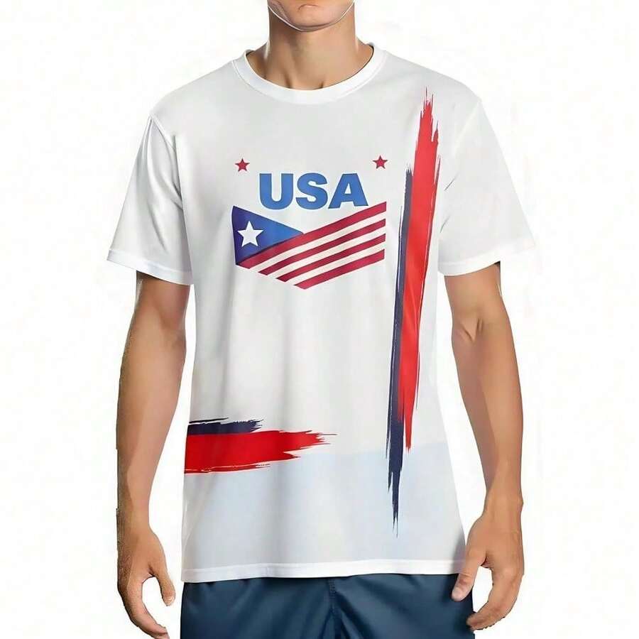 2026 USA National Team Soccer Jersey T-Shirt-Polyester Short Sleeve Tee For Fans-Comfy Breathable Sports Top - 紅色 - 查看 1