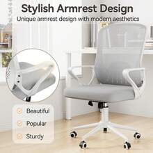 Ergonomic Mesh Office Chair With Flip Armrests And Lumbar Support - 灰大號 - 查看 6