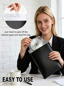 Self-Seal Bubble Mailers, Black Waterproof Padded Shipping Envelopes, Tear-Resistant Cushioned Mailing Bags For Small Business, Cosmetics, Jewelry, Fragile Items - Bubble Wrap/foam Bag - View 8