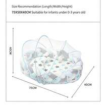 1pc Braided Edge Portable Baby Nest Bed, All-In-One Encrypted Mosquito Net Baby Bed, Foldable Newborn Soothing Sleeping Pad, Summer Mosquito-Proof Baby Bedside Crib - Multicolor - View 3