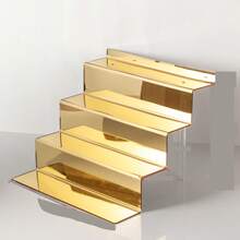 12 Inch Mirror Gold Acrylic 4-Tier Display Stand, Perfume Storage Rack, Perfume & Cologne Storage Rack, Blind Box Figure Display Stand, Transparent Cupcake Stand, Dessert Stand - A - View 5