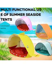 Luxury Portable Beach Tent, Quick-Opening Sun Shelter, Easy To Assemble Waterproof Outdoor Tent, Suitable For Beach, Pool, Water Games, Camping, Picnic, Outdoor Vacation And Summer Leisure Multi-Functional Sun Protection Canopy - Multicolor - View 3