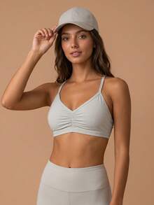 ATTRACO Women Yoga Bra Camisole Racerback Sports Bra - White - View 4