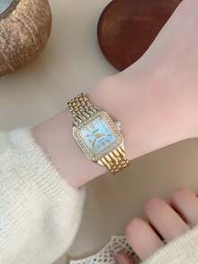 1pc Gold Tone Women's Quartz Watch, Square Dial, Fashionable And Elegant, Suitable For Daily Wear, Also A Great Gift - Gold - View 5