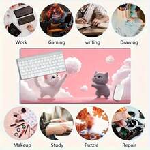 1PC Large Gaming Mouse Pad - Adorable Cloud & Cat Design, Non-Slip & Washable Rubber Base, Extended Desk Mat (Designed For Gamers) - Stylish Accessory For Work & Study, Durable Computer Decor, Ideal Gift Choice. - Mouse Pad - View 4