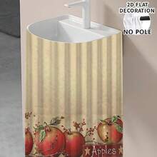 1pc, Home Decor, Red Apple Theme Pattern Printed Table Skirt, Kitchen Small Curtain, Kitchen Cabinet Cover, With Curtain Holes, Easy To Hang, Rectangular, Machine Woven, Machine Washable, Kitchen Decoration And Accessories, Perfect For Kitchen Cabinets And Home Decor - Multicolor - View 6
