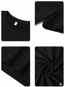 Short-Sleeved Crew Neck T-Shirt With Superstar Print - 純黑色 - 查看 4