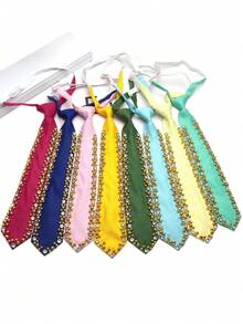 1 pieza Corbata con pedrería multicolor, accesorio para actuaciones en el escenario, corbata preanudada unisex - Multicolor - Ver 3