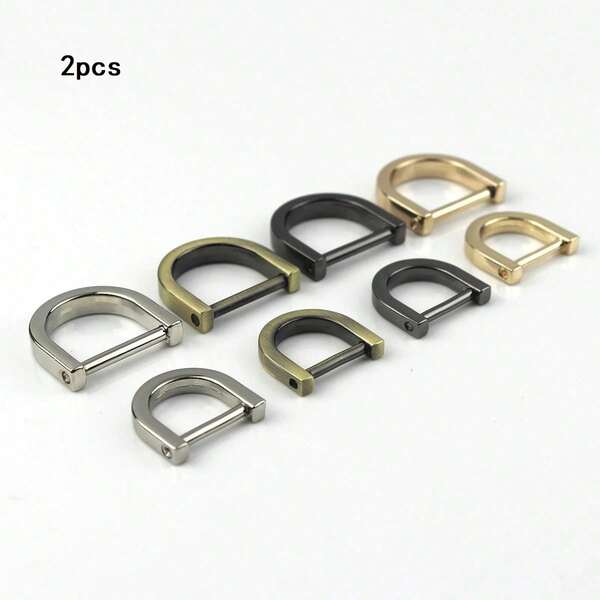 2pcs Detachable Metal D-Ring Open Screw Buckle Clasp Suitable For Leather Handmade Crafts Bag Straps Belt Buckles Shoulder Straps Webbing