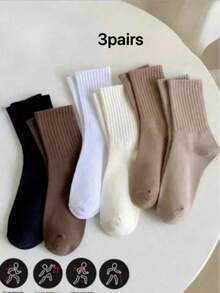 OBOVAY 1/6 Pairs Women's Random Earth Tone Sports Mid-Calf Socks 3/12 Pairs - Multicolor - View 13