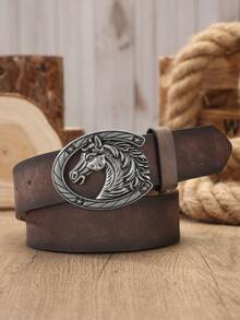 1pc Vintage Western Cowboy Style Belt, Unisex, Suitable For Jeans - BH1144 - View 4