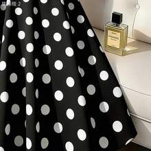 xuehuamaoyi02  CURVE Vestido elegante de talla grande para mujer con estampado de lunares y diseño de hombros descubiertos y parches - Blanco y Negro - Ver 6